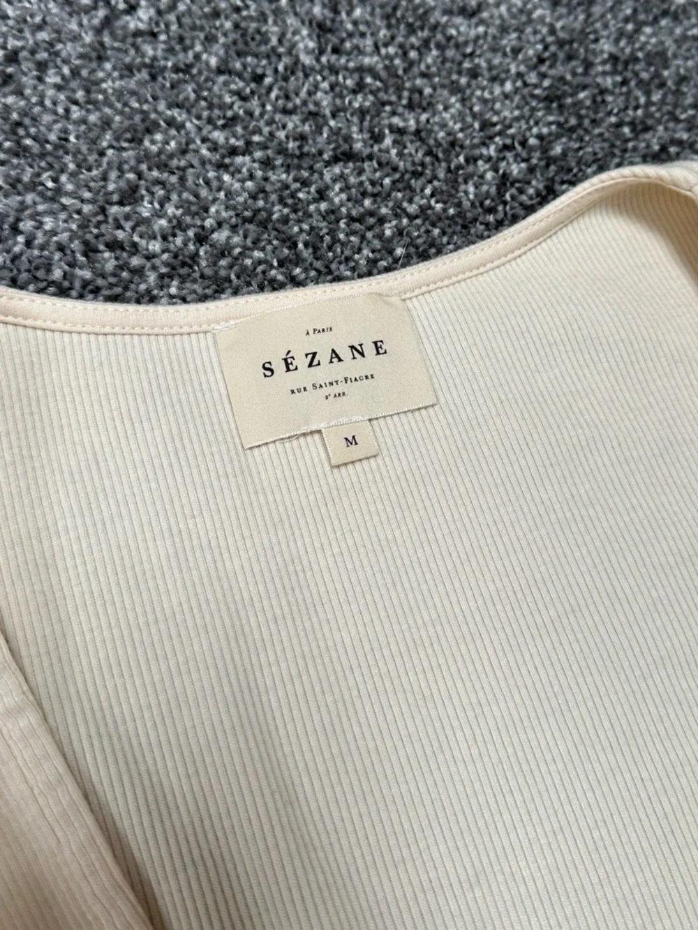 Sézane V Neck Cream Blouse - Picture 2 of 6